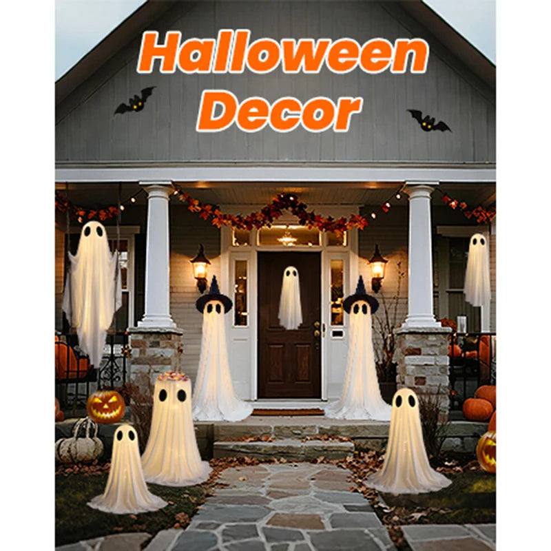 New Halloween glowing ghost decoration for yard outdoor decoration for front porch and courtyard cute multi-expression ghost