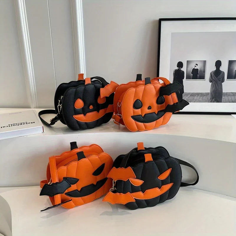Enchanting Halloween Pumpkin Bag Devilish Style with Ghost Skull Accent Fashion Purse for Women & Girls