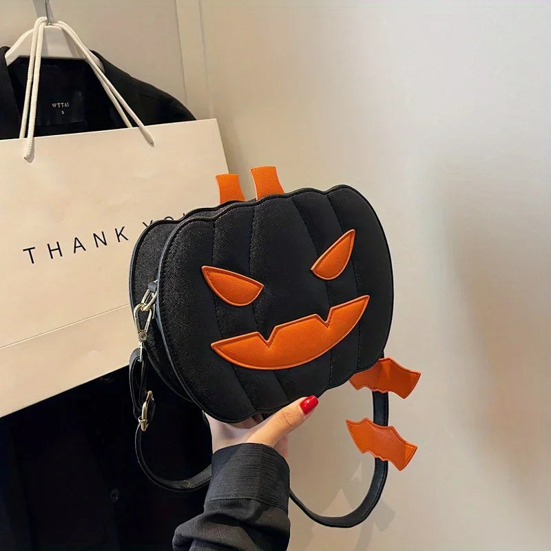 Enchanting Halloween Pumpkin Bag Devilish Style with Ghost Skull Accent Fashion Purse for Women & Girls