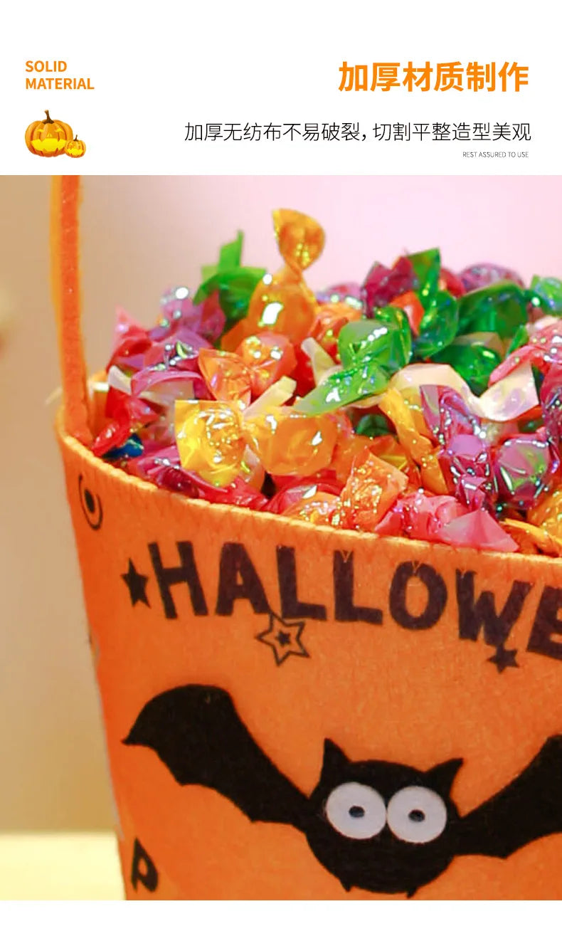 Halloween Theme Candy Bucket Bag Portable Candy Basket Kids Trick or Treat Bucket Halloween Party Decoration Supplies