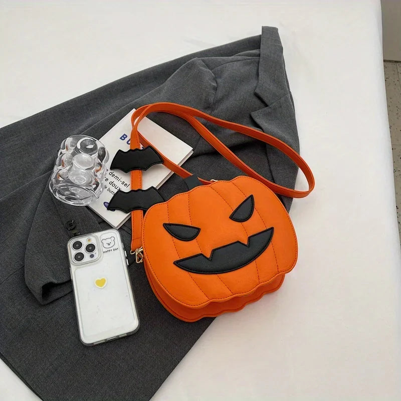 Enchanting Halloween Pumpkin  Bag  Devilish Style with Ghost Skull Accent  Fashion Purse for Women & Girls