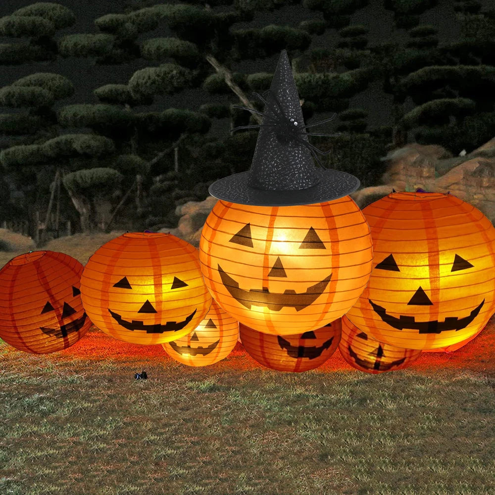 Halloween Pumpkin Lantern Jack O Hanging Paper Lanterns With Lights for Halloween Spooky Home Outdoor Indoor Party Decoration