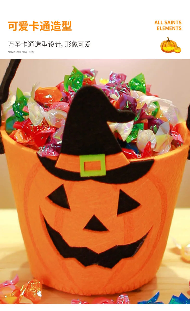 Halloween Theme Candy Bucket Bag Portable Candy Basket Kids Trick or Treat Bucket Halloween Party Decoration Supplies